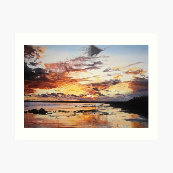 Midwinter Sunset Over Garryvoe Beach Art Print