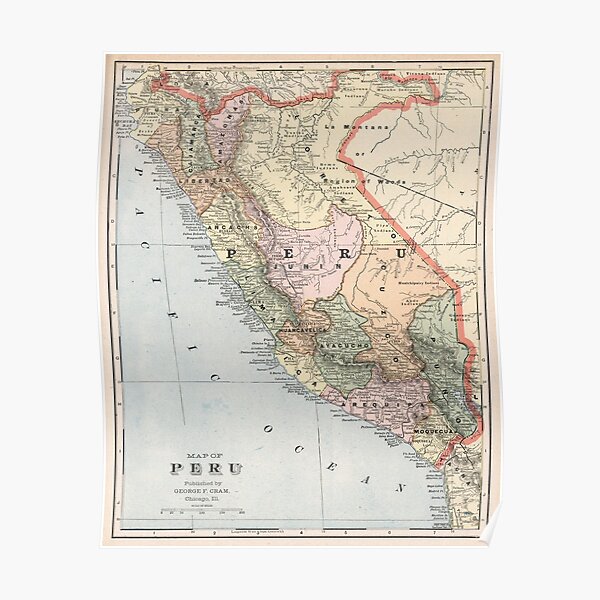 Mapa Vintage de Perú (1901) Póster