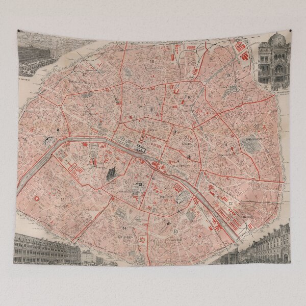 Item preview, Vintage Map of Paris France (1892) designed and sold by BravuraMedia.