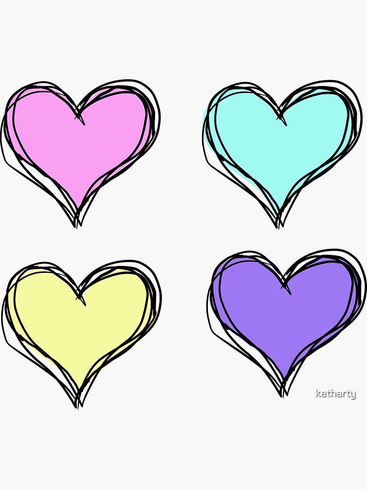 "four pastel heart stickers" Sticker for Sale by katharty Redbubble