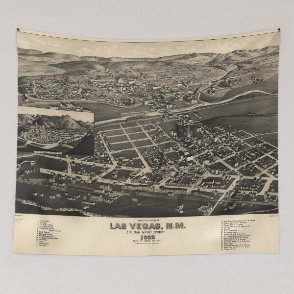 Item preview, Vintage Pictorial Map of Las Vegas NM (1882) designed and sold by BravuraMedia.