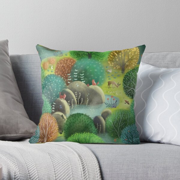 Emerald forest Throw Pillow
