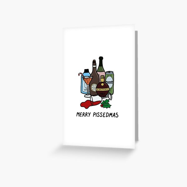 Merry Pissedmas, funny alcohol Christmas jumper Greeting Card