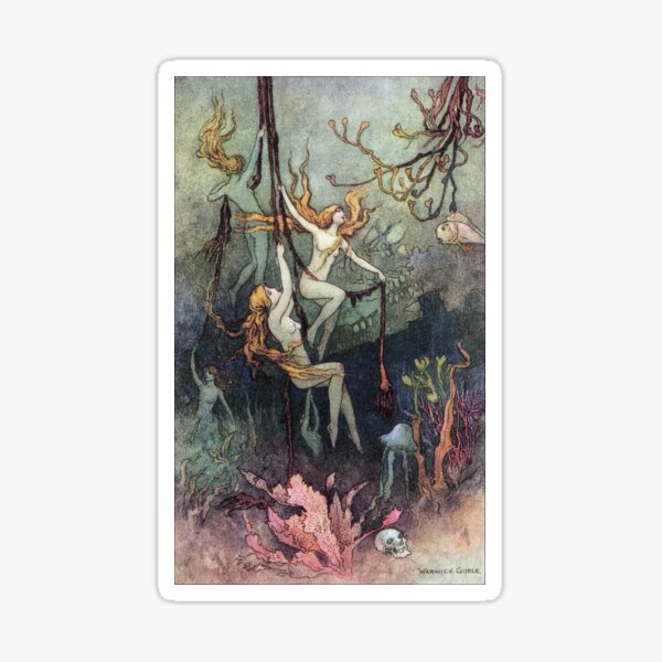 Sea Nymphs Ringing Bells - Warwick Goble Sticker