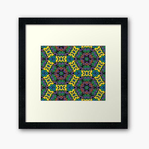 Bright Bold Retro Floral Garden Framed Art Print