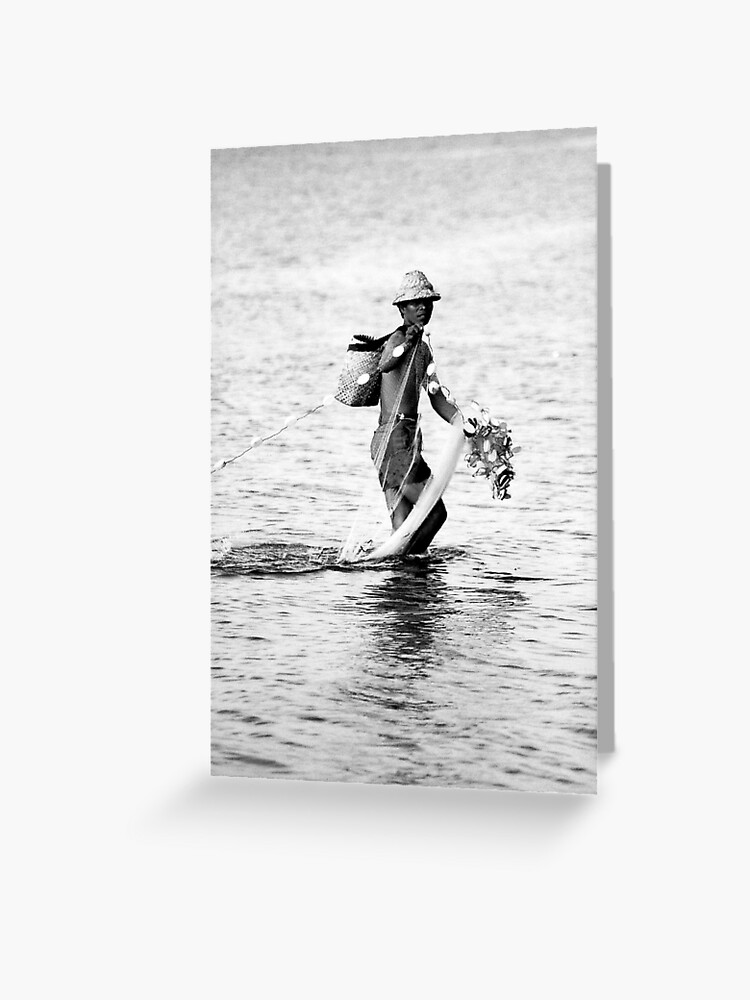 Thumbnail 1 of 2, Greeting Card, Balinese Fisherman designed and sold by redmoondragon.
