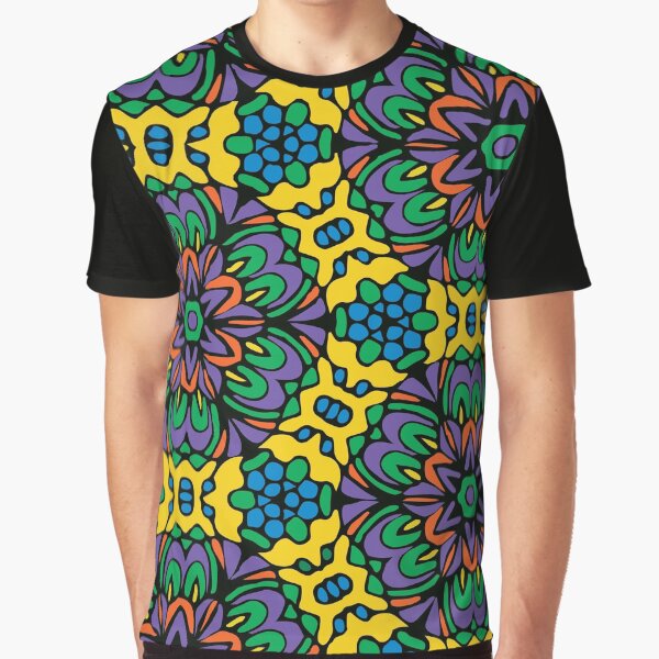 Bright Bold Retro Floral Garden Graphic T-Shirt