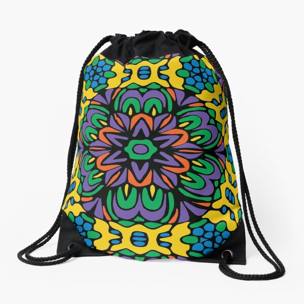 Bright Bold Retro Flower Drawstring Bag