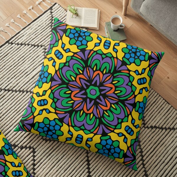 Bright Bold Retro Flower Floor Pillow