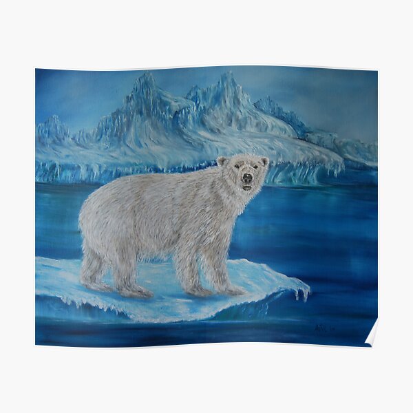 "Polar Bear on Ice" - Oil Painting Poster