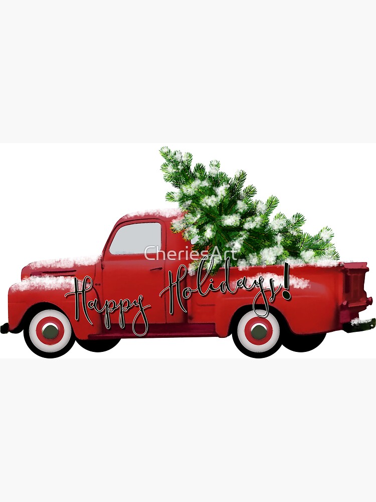 Happy Holidays! Vintage Red Truck by CheriesArt