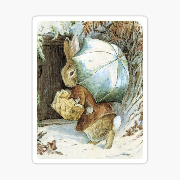 Rabbit in the Snow - Beatrix Potter greetings Sticker