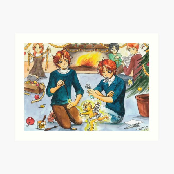 Fred y George y el ángel de Navidad Lámina artística