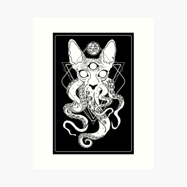 CATHULHU - the cosmic tentacle cat Art Print