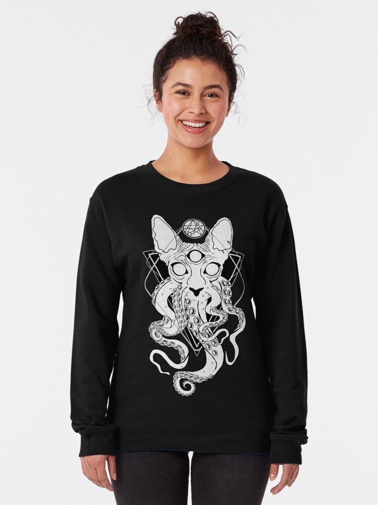 Alternate view of CATHULHU - the cosmic tentacle cat Pullover Sweatshirt