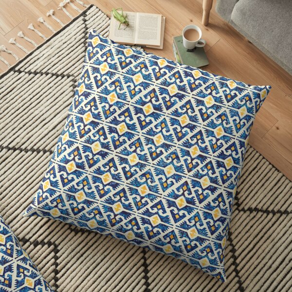 Thunderbird Kilim Watercolor Floor Pillow