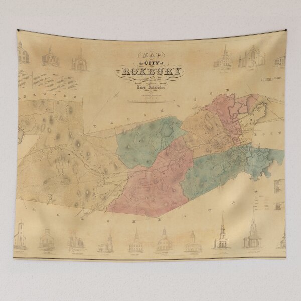 Item preview, Vintage Map of Roxbury Massachusetts (1849) designed and sold by BravuraMedia.