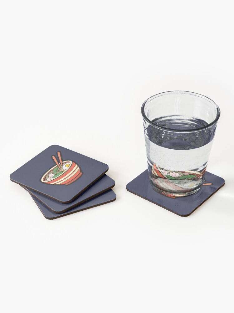 Alternate view of Ramen Bowl Pattern in Dark Blue Coasters (Set of 4)