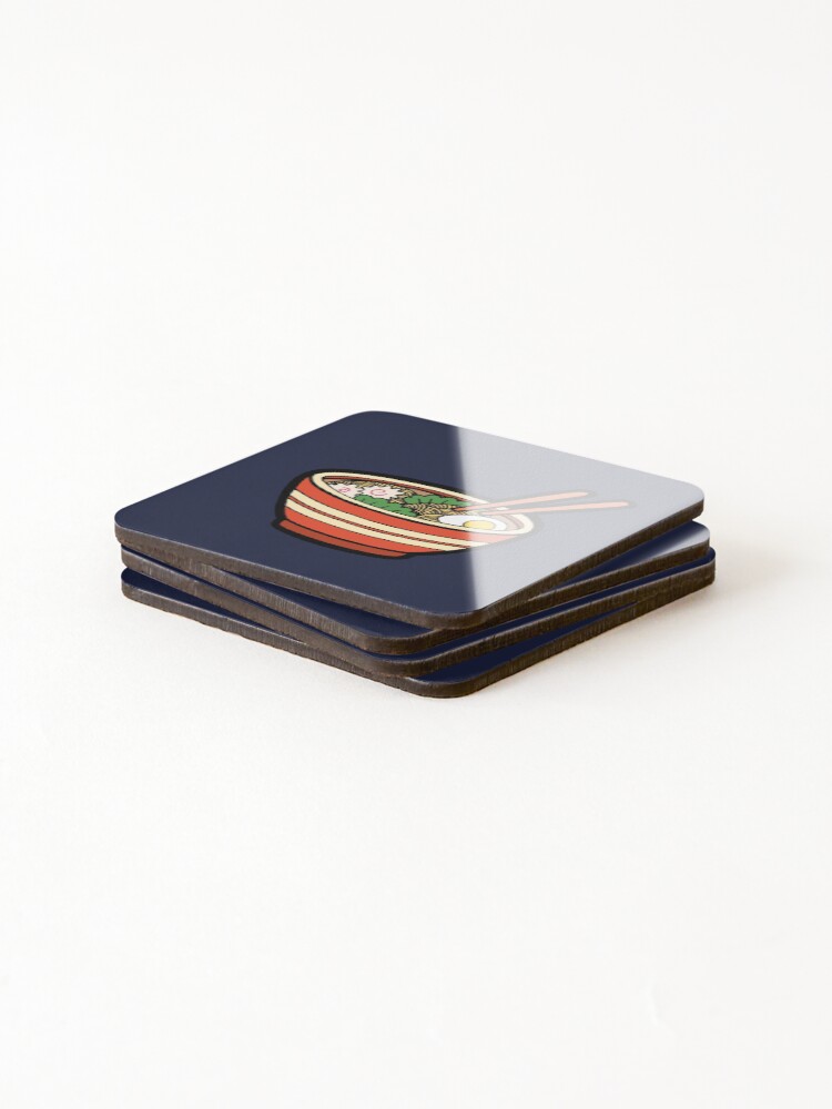 Alternate view of Ramen Bowl Pattern in Dark Blue Coasters (Set of 4)