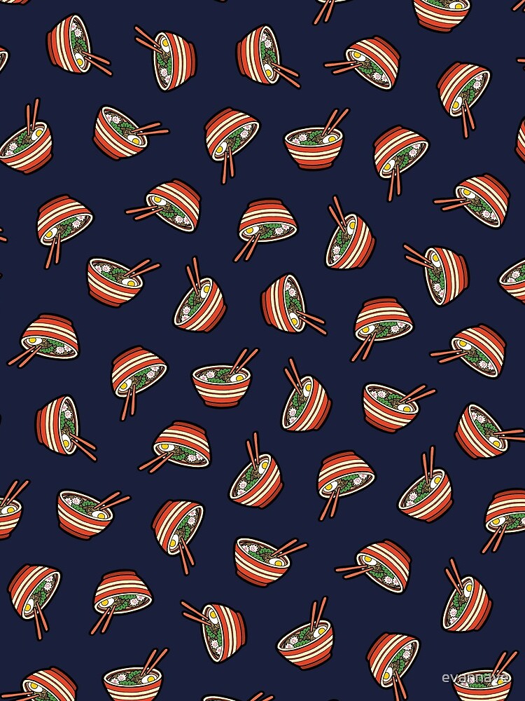 Ramen Bowl Pattern in Dark Blue by evannave