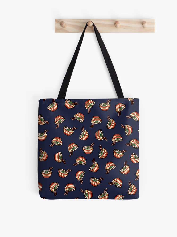 Asian Food Graphic Illustrated Cotton Tote Bag Print Ramen 