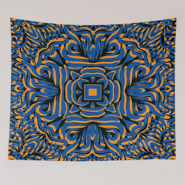 Item preview, Blue & Mustard Swirly Mandala designed and sold by Mia Harper Design.