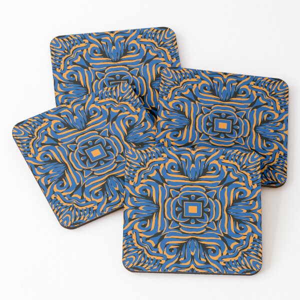 Item preview, Blue & Mustard Swirly Mandala designed and sold by Mia Harper Design.