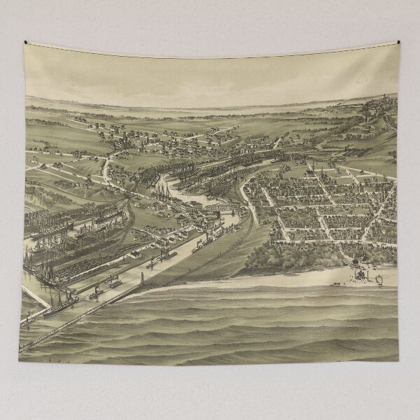 Item preview, Vintage Pictorial Map of Ashtabula OH (1896) designed and sold by BravuraMedia.