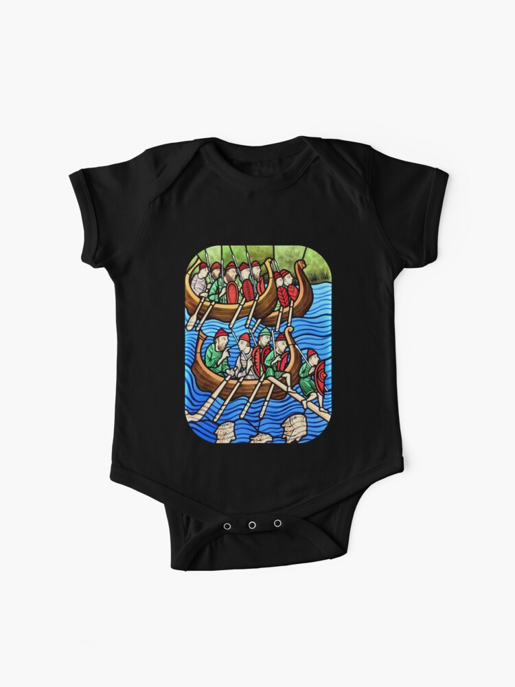 Viking Ships Stained Glass Medieval Chruch Window Baby One Piece By Maljonic Redbubble