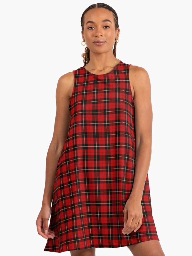 navy blue dress for baby girl Clan Wallace Tartan Classic Red and Black Plaid
