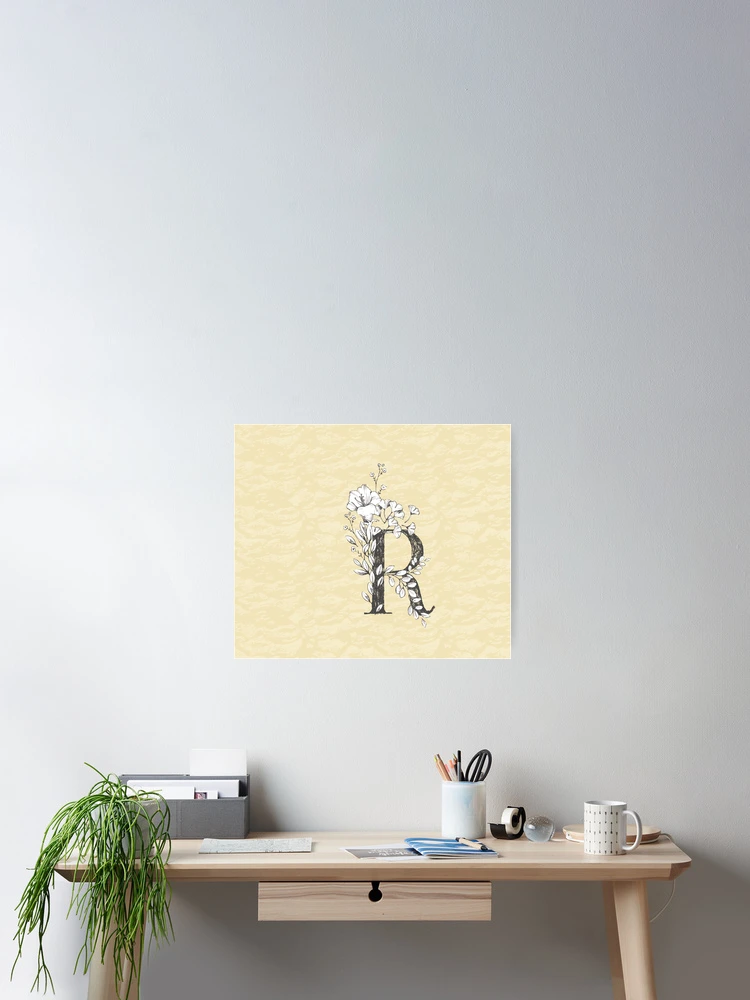 Thumbnail 2 of 3, Poster, Flowered Initials - Lemon - R designed and sold by Anguru.