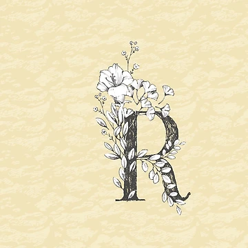 Artwork thumbnail, Flowered Initials - Lemon - R by Anguru