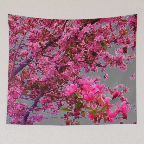 Item preview, GREY ART FLOWERING PINK CRABAPPLE TREES SPRING FLORAL designed and sold by sharlesart.
