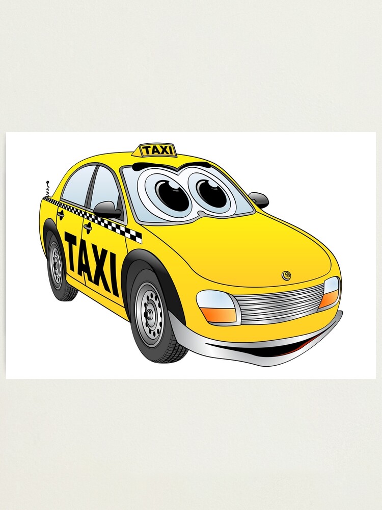 Tableau taxi de dessin animé Couleur jaune et noir et blanc