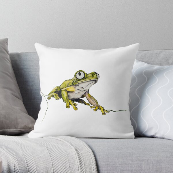 Lemur Leaf Frog Throw Pillow