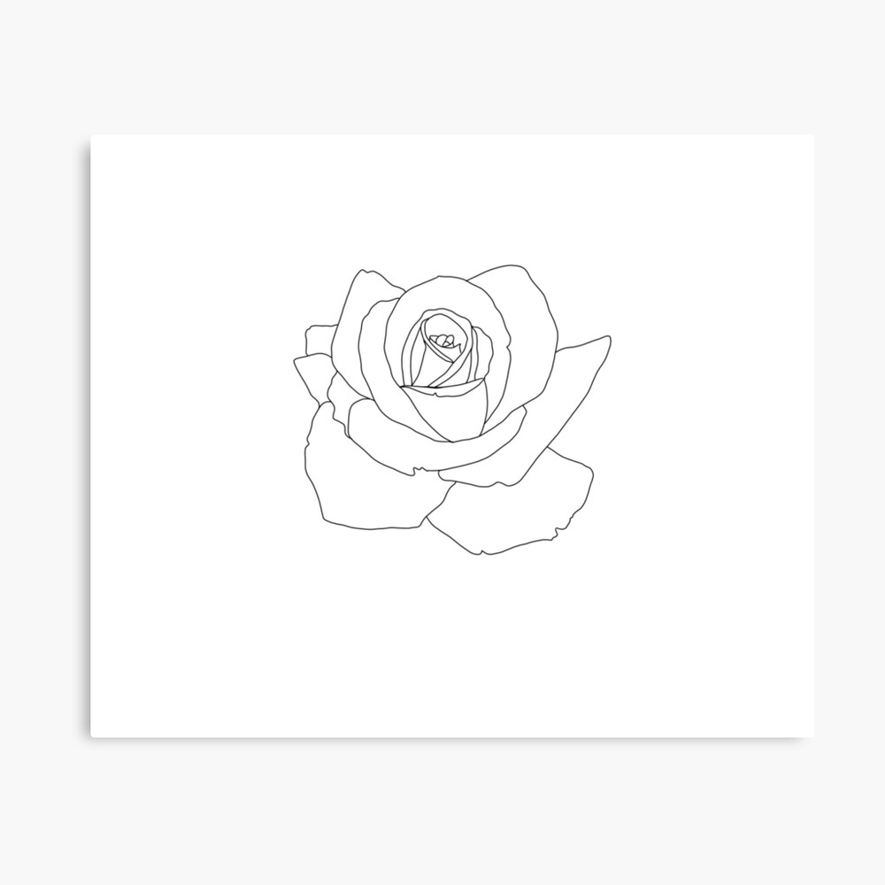 Impression Metallique Simple Rose Fleur De Style De Tatouage Par Foxandcrow Redbubble