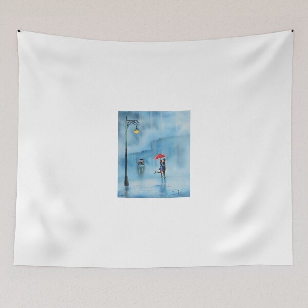 Item preview, Rainy day couple with a red umbrella designed and sold by GORDON BRUCE ART.