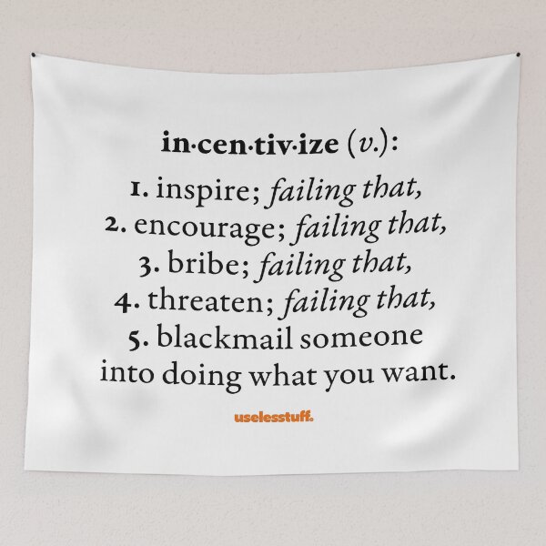 Item preview, 16695-01-BLT – Uselesstuff® Dictionary – Incentivize – Failing That (Black) designed and sold by Uselesstuff.