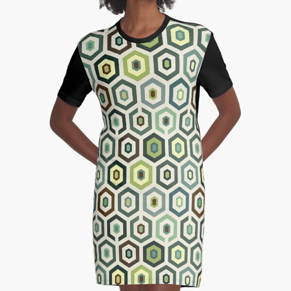 Hexographica: Green Graphic T-Shirt Dress