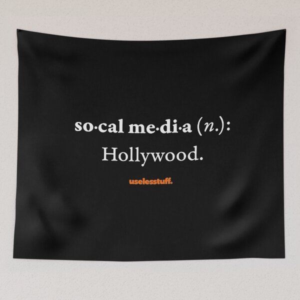 Aperçu de l'œuvre 16723-01-BDK - Dictionnaire Uselesstuff® - Socal Media - Hollywood (Blanc) créée et vendue par Uselesstuff.