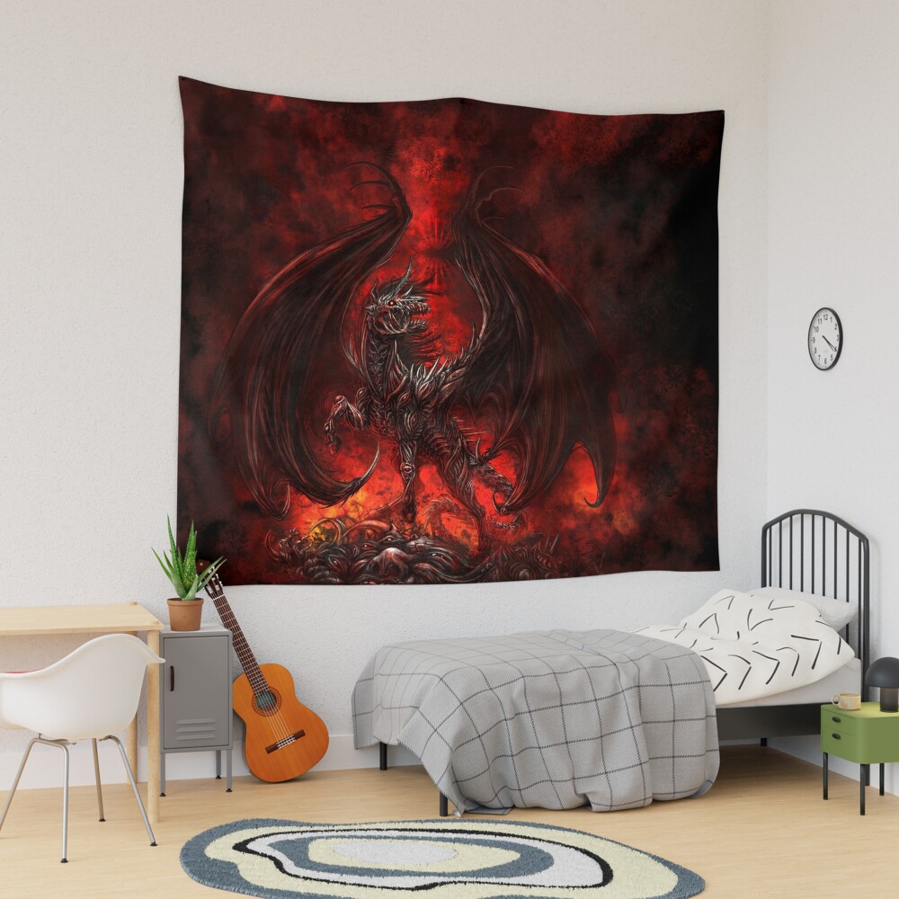 Fantasy Tapestry, Demon Vertical Art Print, DnD Decor - Hell Horse