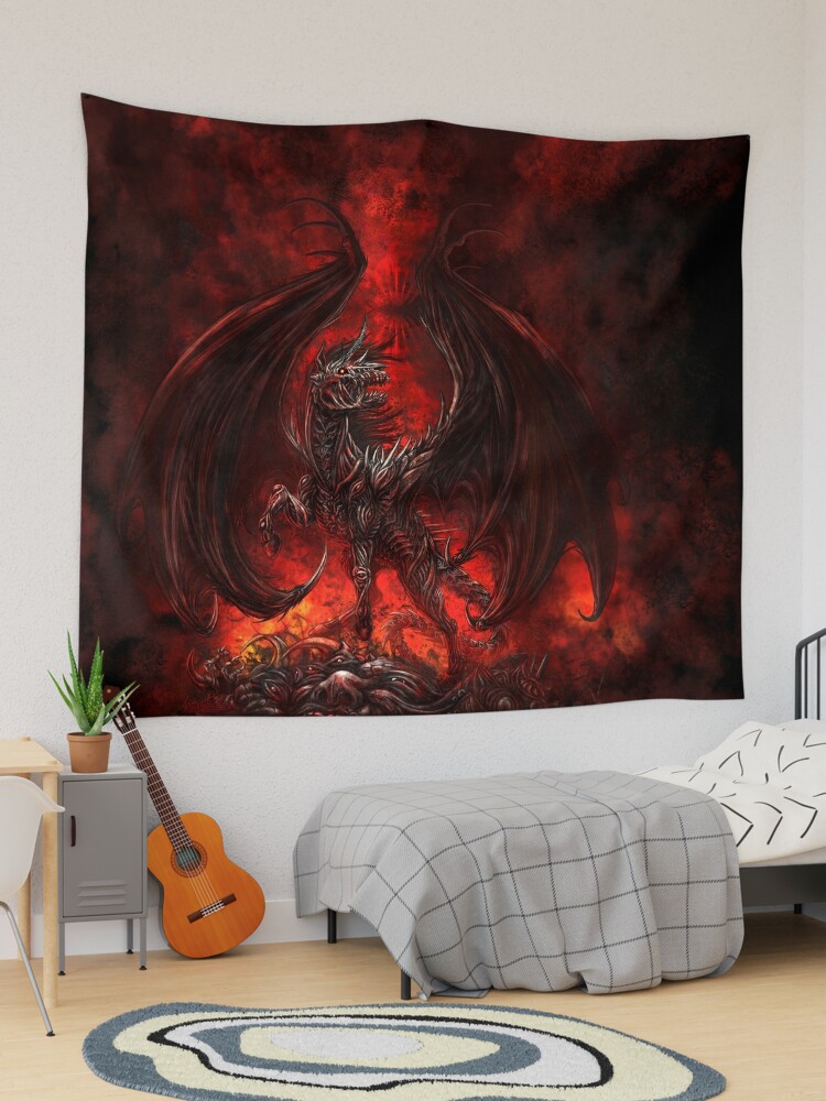 Fantasy Tapestry, Demon Vertical Art Print, DnD Decor - Hell Horse