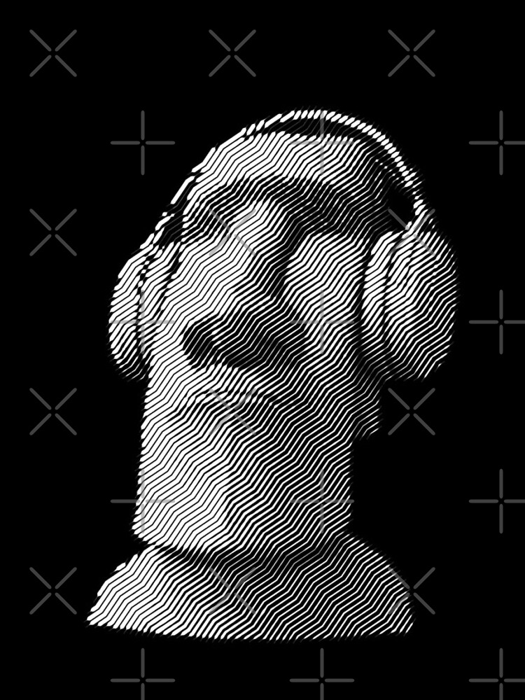 Moai wearing headphones by kislev
