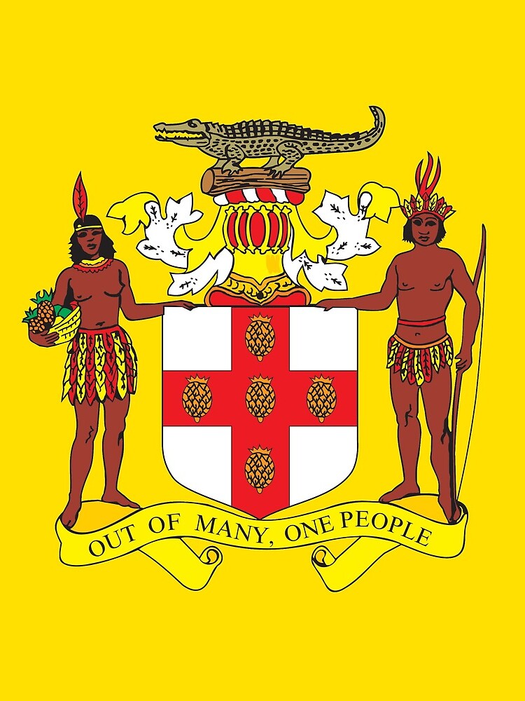 "Coats of Arms of Jamaica" Drawstring Bag for Sale by wormholes1935