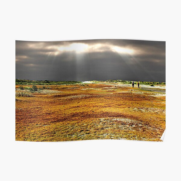 Autumn walk on the beach Poster