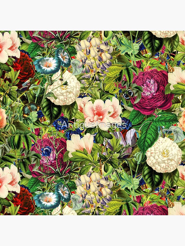 Thumbnail 4 of 4, Pillow, Vintage Botanical Floral Garden designed and sold by AntiqueImages.