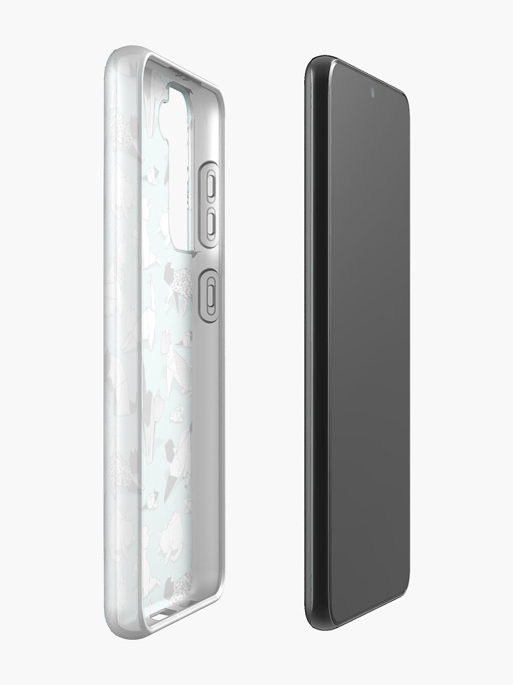 Alternate view of Origami kitten friends // aqua background paper cats Case & Skin for Samsung Galaxy