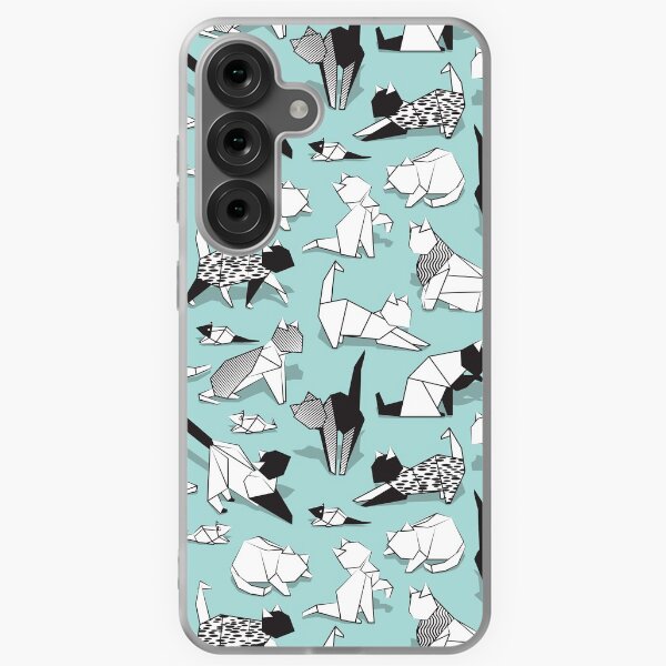 Item preview, Origami kitten friends // aqua background paper cats designed and sold by SelmaCardoso.