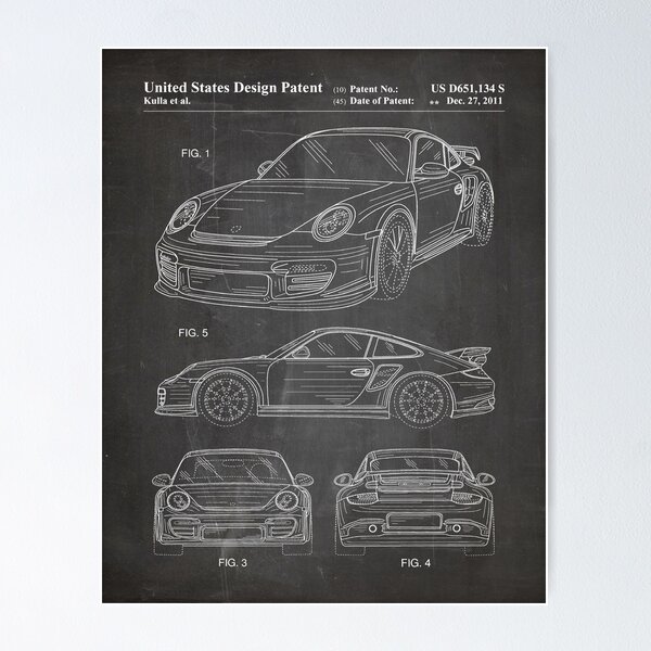 Item preview, Porsche 911 Patent - 911 Carrera Art - Black Chalkboard designed and sold by patentpress.