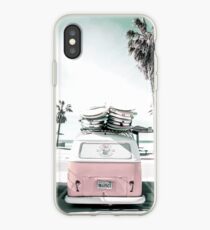 pink kombi van surf art in pastel iPhone Case